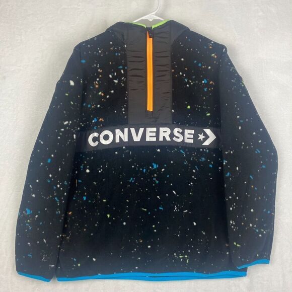 Converse Fleece Sweater Boys Youth Extra Large Black Pockets Hoodie Sweatshirt - Picture 1 of 8